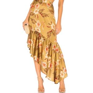 LPA Ruffle High Slit Lush Tropics Skirt